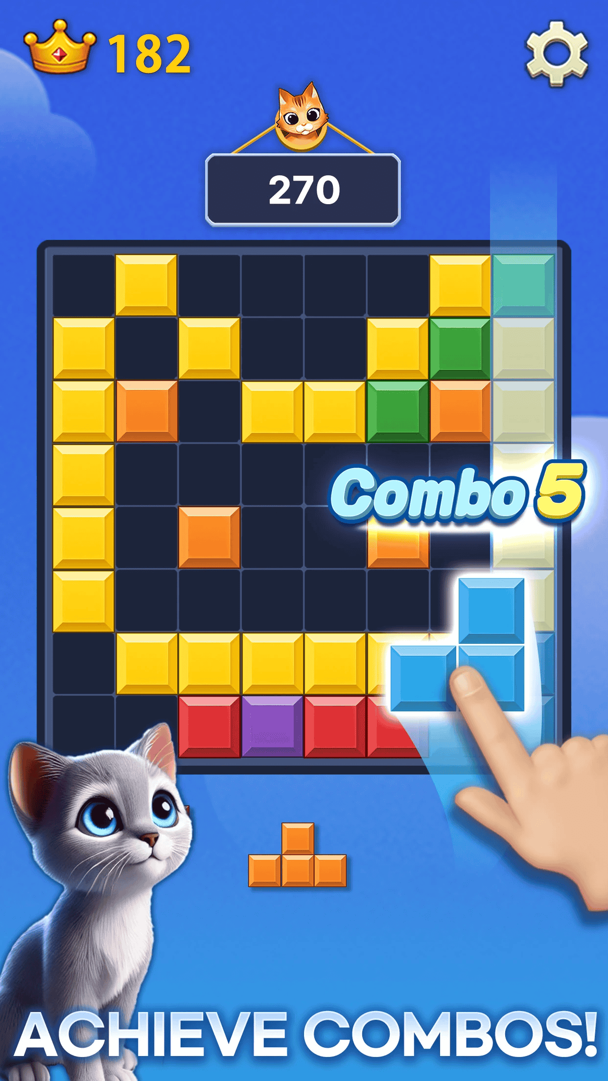 MEOWBLOCK gameplay screenshot showing puzzle level